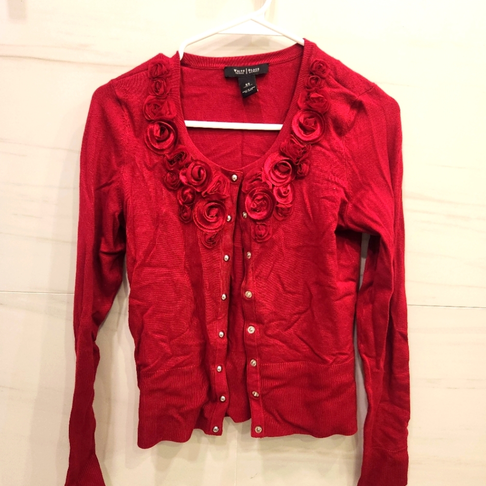 Whie Black Red Women's Sweater XS